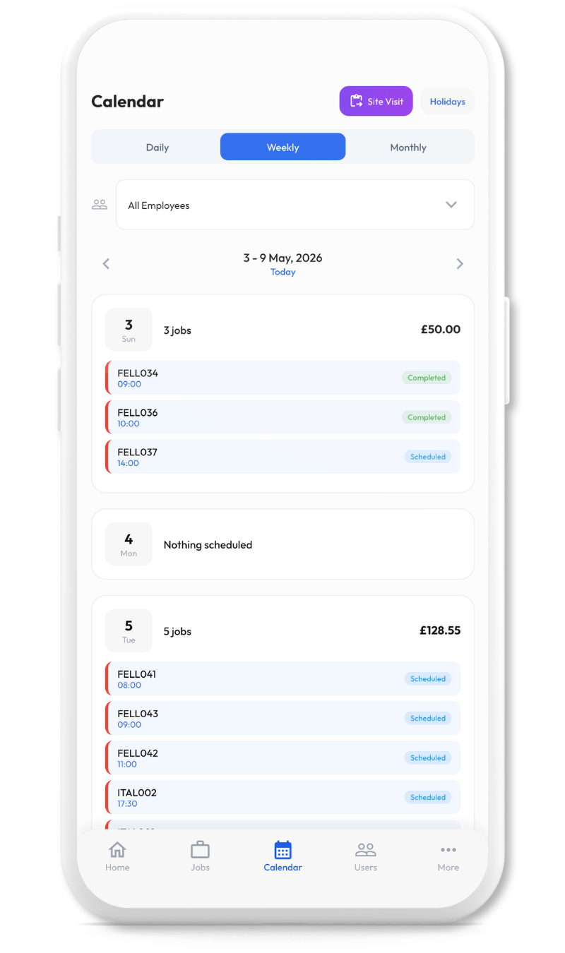 Calendar & Scheduling on the mobile app